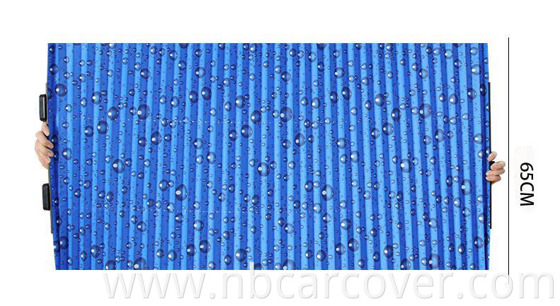 Polyester aluminum coated raindrop blue printed anti uv cheap customized auto car sunshade